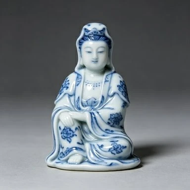 Figurines vintage en porcelaine bleue et blanche
